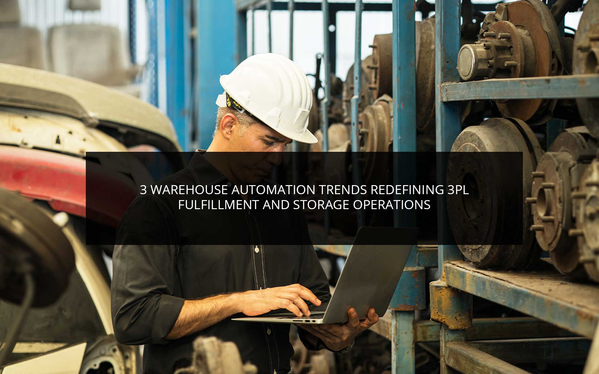 Leveraging Warehouse Automation Trends in Logistics Man in hard hat using laptopLeveraging Warehouse Automation Trends in Logistics